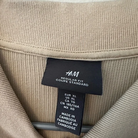H&M Beige Long Sleeve Polo Shirt - Picture 4 of 6
